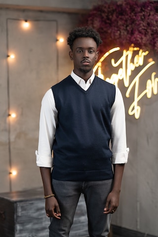 V Yaka Regular Fit Yünlü Kolsuz Triko Süveter Lacivert