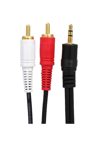 Konesam 3.5mm Erkekden 2 Rca Erkekliğe Siyah Altın Kaplı Bağlantı 1.5m Ses Kablosu