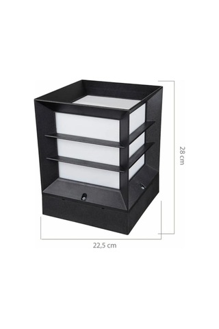 Şanled Kare Küp Izgaralı Dekoratif Siyah Kasa Set Üstü Bahçe Aydınlatma Armatürü-1 Adet Şeffaf