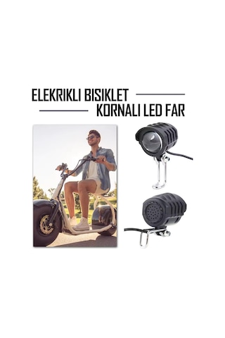 Led Far Elektrikli Scooter Farı Elektrikli Motosiklet E Bisiklet Far + Korna 36v-60v-uyumlu