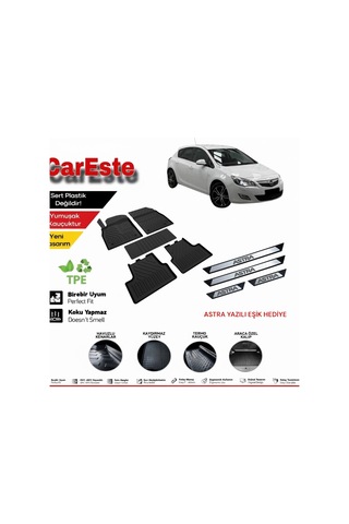 Opel Astra J Hb 2010-2015 4d Havuzlu Paspas Seti + Astra Yazılı Kapı Eşiği