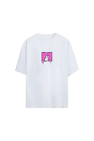 Noıssey Tavşan Tasarımlı Unisex Oversize T-shirt Çok Renkli