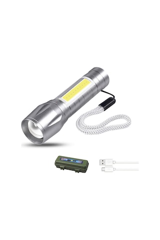 Neevoyu "yüksek Parlaklıklı Usb Şarjlı Led El Feneri - 3 Işık Modu, Zum Özellikli, Kamp Ve Acil Durumlar İçin" Gümüş