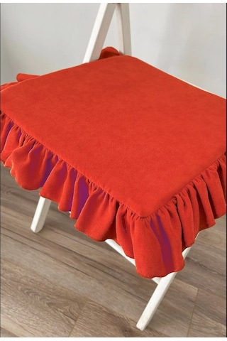 Fırfırlı Sıvı & Leke Itici Iskandinav Sandalye Minderi Kırmızı Diğer