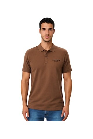Arma Ar-ma Erkek Polo Yaka Tişört Yazi Baskili Örme Kumaş Regular Fit %100 Pamuk 30/1 Çift Toplama Penye Pike Y31374357902 Kahverengi-k7