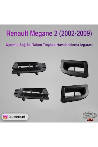 Renault Megane 2 2002-2009 Uyumlu Torpido Havalandırma Izgarası Sağ Sol Takım