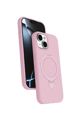 Newface - 638 - Apple iPhone Uyumlu 15 Plus Regal Magsafe Standlı Kapak - - Glblseme - Açık Pembe