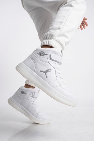 Beyaz Cırtlı Erkek Çocuk Hi Sneaker Çok Renkli