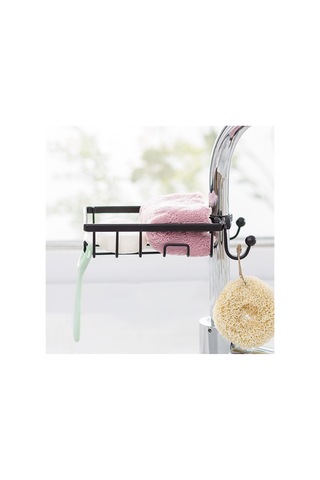 Paslanmaz Çelik Mutfak Banyo Musluğuna Sabitlenebilir Sabunluk Siyah