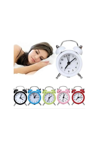 Renkli Dekoratif Alarmlı Mini Analog Saat - Kırmızı