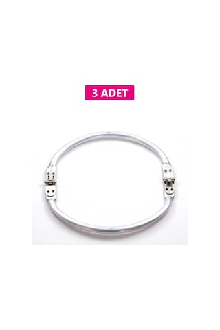 2K Gizli Metal Oval Çanta Bursu 3 Adet - 19 Cm - Metal Çanta Aparatı Çanta Aksesuarı Açık Ahşap