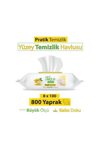 Turco Doğadan Pratik Temizlik Turco Doğadan Pratik Yüzey Temizlik Havlusu Limon 8x100 800 Yaprak Diğer