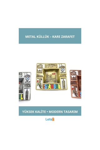 İstanbul Temalı Yüksek Kaliteli Metal Küllük Kare