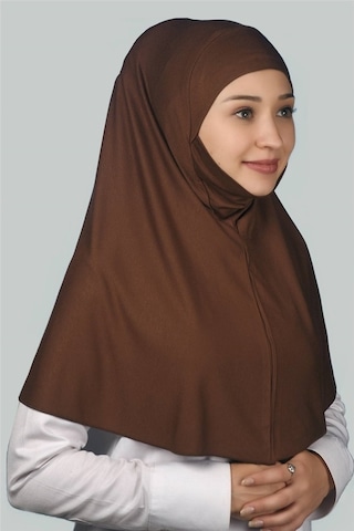 Altobeh Hazır Türban Peçeli Pratik Eşarp Tesettür Nikaplı Hijab - Namaz Örtüsü Sufle (XL) - Çikolata