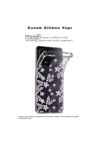 Huawei P20 Pro Uyumlu Kapak Floral Lila Tasarımlı Şeffaf Silikon Kılıf