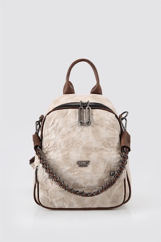 Ççs 17635 Kadın Omuz Ve Sırt Çantası Kırık Beyaz