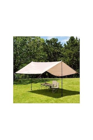 Su Geçirmez Dayanıklı Piknik Kamp Sahil Plaj Güneşlik Koruyucu Tente Gölgelik Çadır 500x300 Cm Tek Ebat Bej