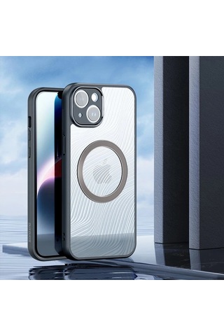 Dux Ducis Apple iPhone Uyumlu 14 Plus Aimo Series Magsafe Premium Buzlu Sert Pc-tpu - Kılıf- 5775 Siyah