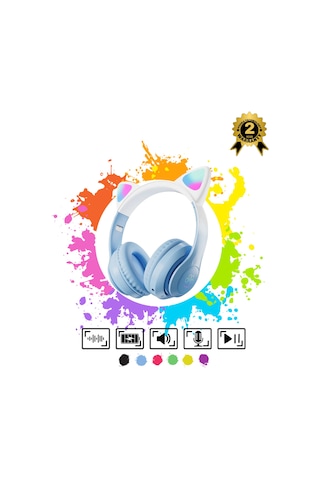 Çocuk Bluetooth Kulaklık Kedi Kulaklık Pro Akıllı Rgb Led Detaylı Bluetooth Kablosuz