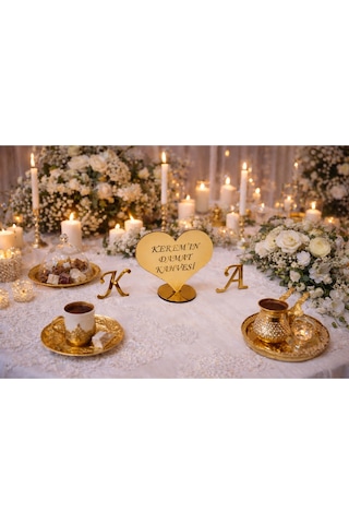Damat Kahvesi İçin Şık Kalp Sunumluk Kişiye Özel No20005
