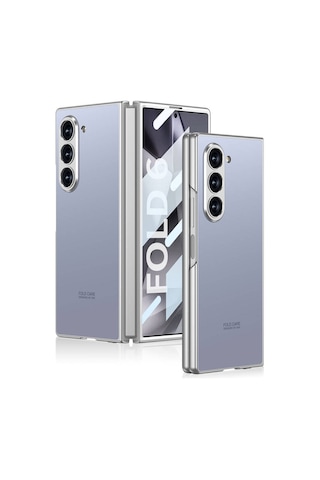 Galxy Uyumlu Z Fold 6 Kılıf Titanyum Metal Tasarımlı Zore Kıpta Caz Kapak-mavi Mavi
