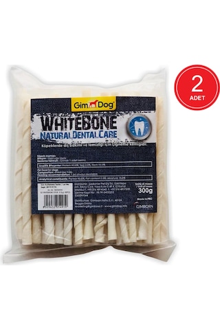 Gimdog Mordimi Beyaz Burgu Çubuk Köpek Ödülü 15 CM 50'li 2 x 300 G