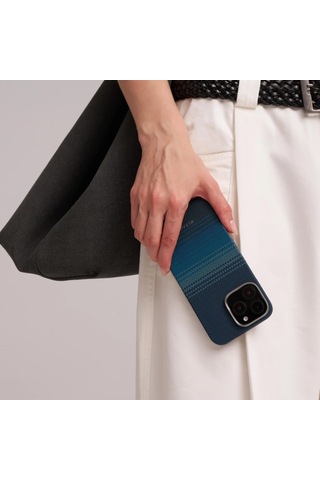 Apple Uyumlu iPhone 16 Plus Kılıf Magsafeli Aramid Fiber Pitaka Tactile Woven Sunset-moonrise Serisi Moonrise