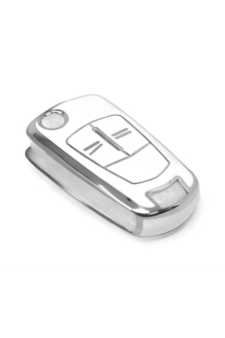 Autohan Keys Opel Astra H, Corsa D, Zafira B, Vectra C, Meriva Uyumlu Anahtar Kılıfı Beyaz & Silver