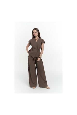 Mai Collection Mai Studios Co. Sorrenio Açık Kahve Yelek Pantolon Takım Acık Kahve Açık Kahverengi