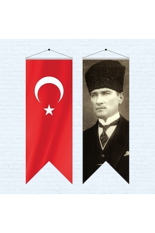 Atatürk Posteri Ve Türk Bayrağı Kırlangıç 70x200 Cm -5 Tek Ebat