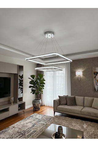 Ers Aydınlatma Kare 2 Lı Cift Led Avize 3renk Krıstal Difizör Güç Performans Ürünüdür. Krom