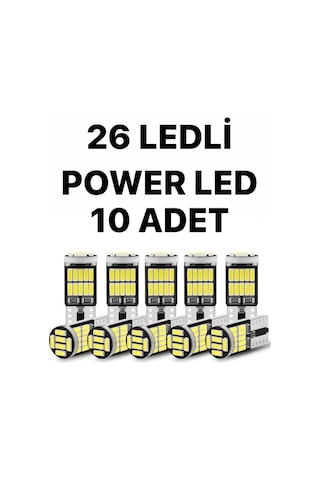 Sisa T10 Led 26 Ledli W5W Metal Ultra Power Park Plaka Tavan Ampulü 10 Adet
