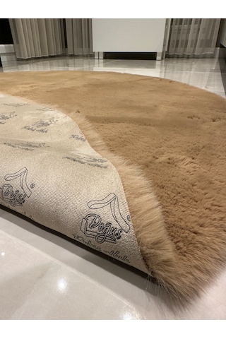 Ultra Soft Kahverengi Yumuşak Dokulu Peluş Halı Yuvarlak
