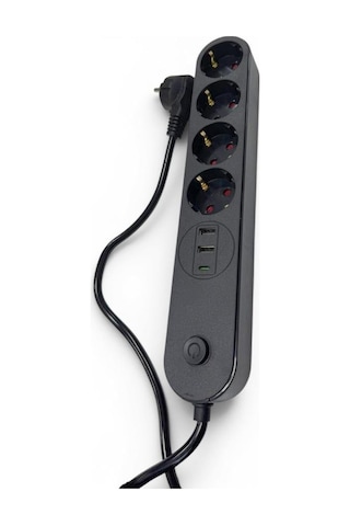 Forline 4 Soketli Type-c + 2 Usb Girişli 2metre Kablolu Akım Korumalı Grup Priz 2 M