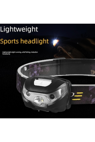 Teltree Outdoor Gece Balıkçılığı İçin Entegre Sensörlü Led Şarjlı Kafa Feneri - 5w Ultra Parlak, 6 Saat Süre, 600mah Pil, Siyah