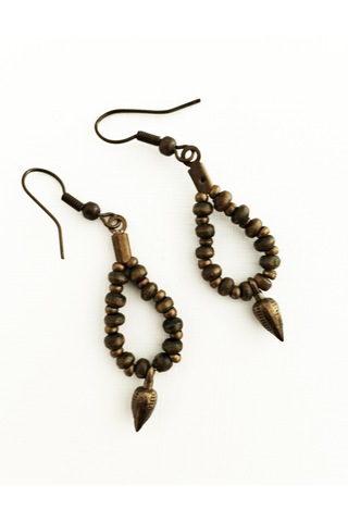 K212 Damla Sallantılı Küpe Yeşil&antik Sarı Kahverengi - Yeşil