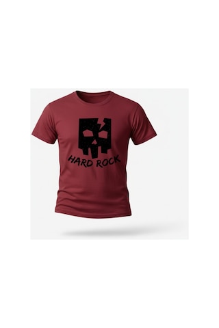 Urbantrendstore Unisex Hard Rock Oversize Fit Rahat Geniş Salaş T-shirt Günlük Tişört Bordo