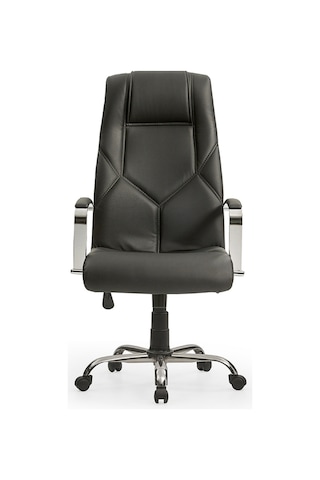 Makam Krom Bilgisayar Koltuğu - Ofis - Müdür - Büro - Çalışma Sandalyesi Siyah Renk Krom Ayaklı Siyah Krom