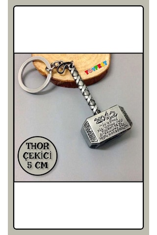 Marvel Avengers Thor'un Çekici - Metal Thor Çekiç Figürlü Anahtarlık - Gümüş Renkli