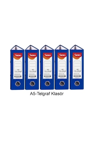 Telgraf Klasör Mavi Geniş A5 Plastik 5 Adet