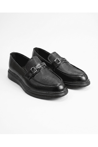 Bys Beystil Erkek Siyah Mat Corcik Tokalı Loafer Ayakkabı