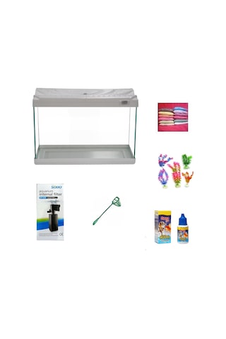 Kanki Pet 3518 Akvaryum Hazır Set Beyaz 35 CM