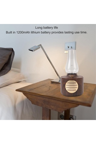 Bukrem Store Retro Ahşap Görünümlü Bluetooth Hoparlör & Lamba Vintage Tasarım, Usb Şarj, Ses & Aydınlatma Kombinasyonu