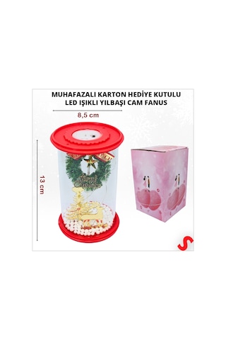 Yılbaşı Led Işıklı Ağaç Ve Geyikli Cam Fanus, 13cm X 8,5cm