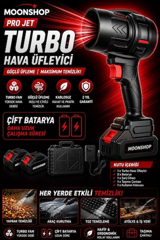 Pro Jet Turbo Hava Üfleyici Fan Yaprak Üfleme Araba Cam Su Lekeleri Kurulama Fanı