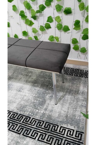 Özcan Metal Krom Bench Mutfak Salon Antre Yatak Odası Puf Bank Antrasitgri