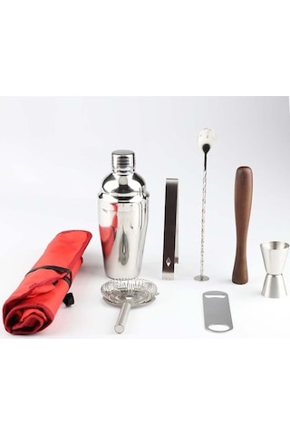 Pazly 8'li Paslanmaz Şarap Kokteyli Çalkalayıcı, Bez Çantalı, 750ml, Ev Bar Kokteyli, Kupası İle