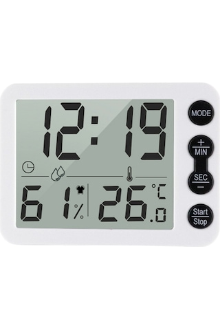 Konesam Ts-9606 Ev Ofis İçin Dijital Sicaklık Nem Ölçer: Alarm Saat, Geri Sayım, Lcd Ekran, C/ F Dönüştürücü Pil Yok