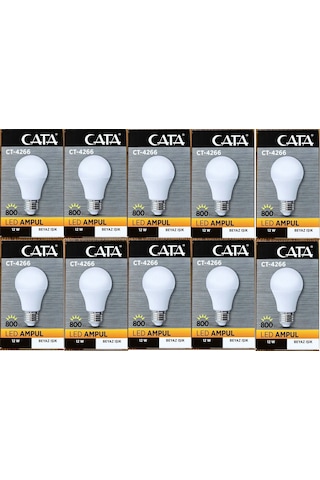 Cata Ct-4266 12w Watt Led Ampul 6500k E27 Duy Beyaz Işık 10 Lu