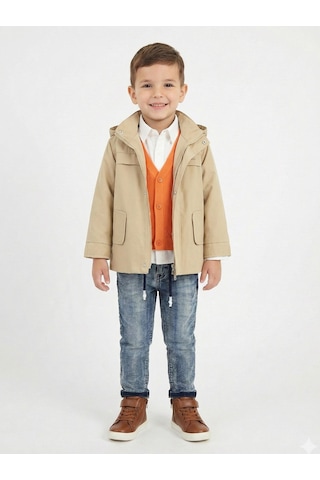 Xo Kids Erkek Çocuk 4lü Alt Üst Takım 2-5 Yaş 12210 Ekru - Turuncu